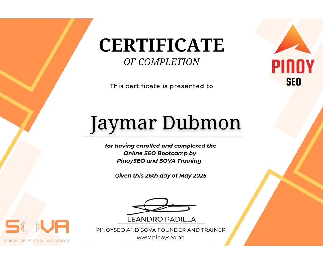 SEO Bootcamp Certificate