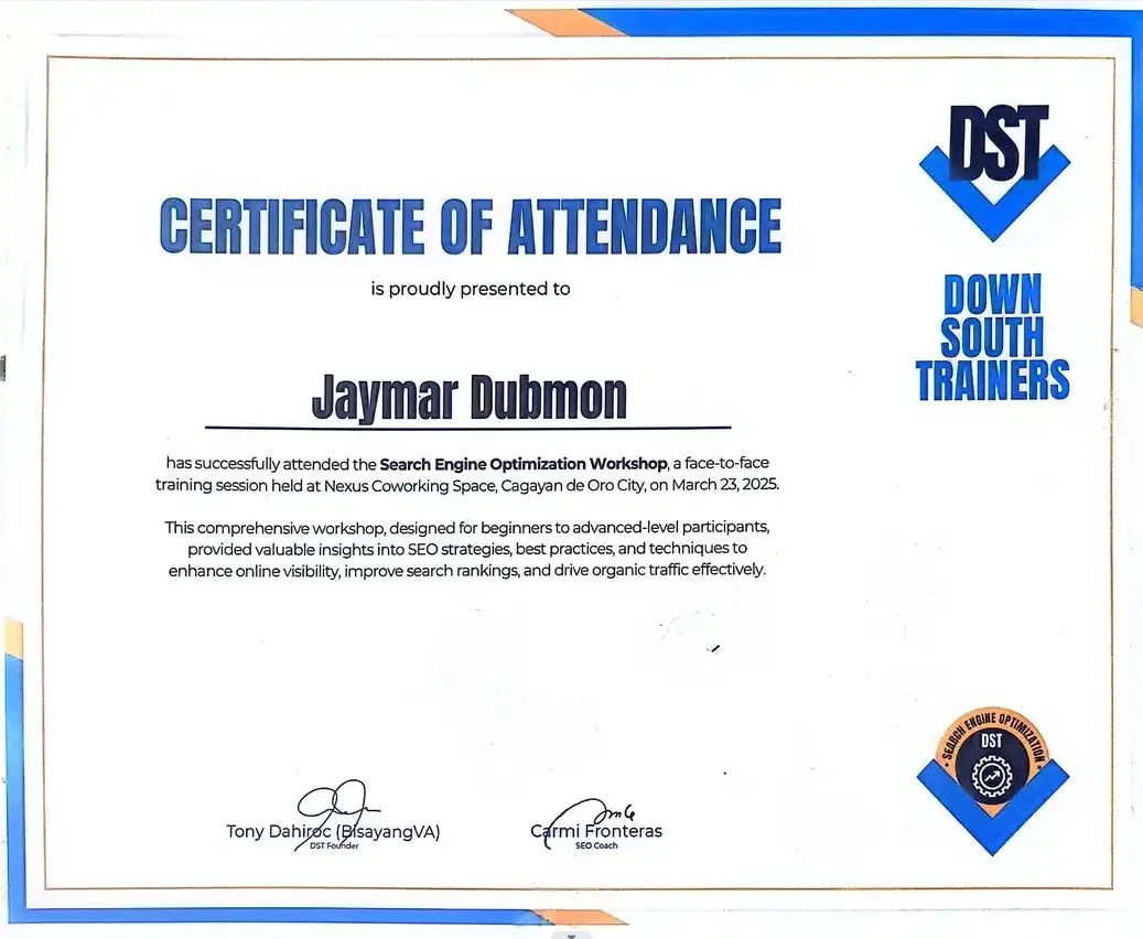 SEO Training Certificate